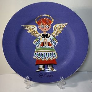 Bob Mackie For Sakura NY Happy Angel Pattern Salad/Dessert Plate 8” Stoneware